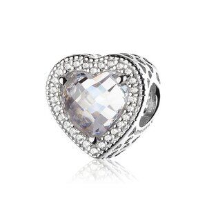 Pandora Openwork Hearts Crystal Charms 925 Sterling Silver with Beads white